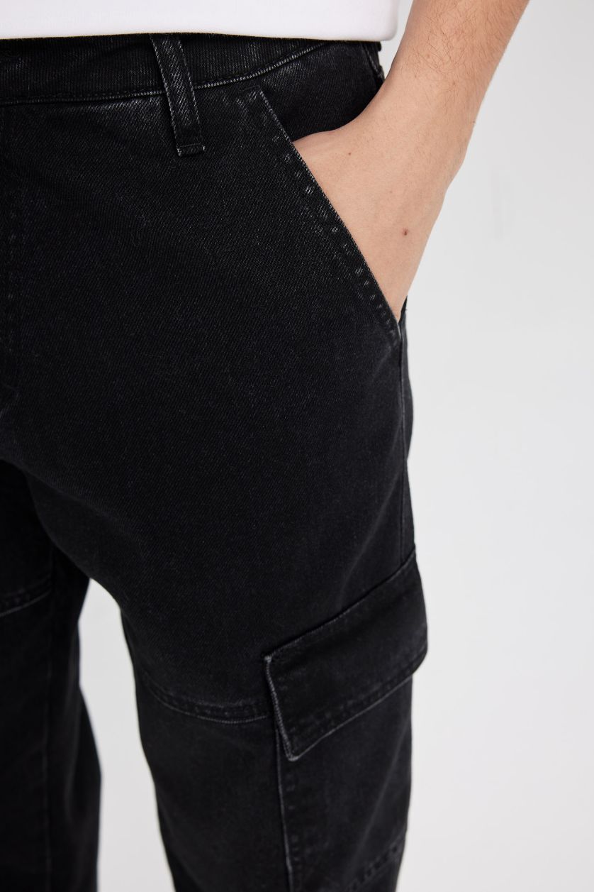 HOMME Noir Pantalon En Jean à jambes larges à Taille normale