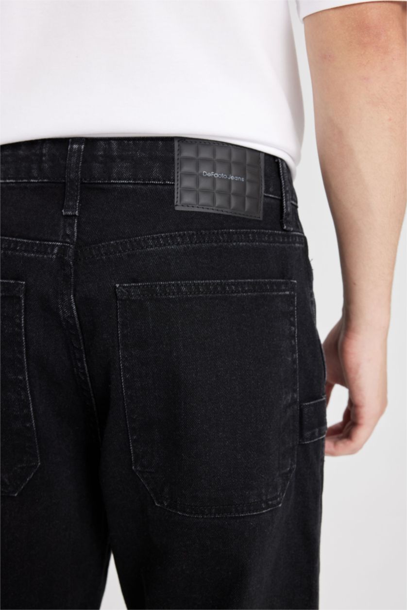 HOMME Noir Pantalon En Jean à jambes larges à Taille normale