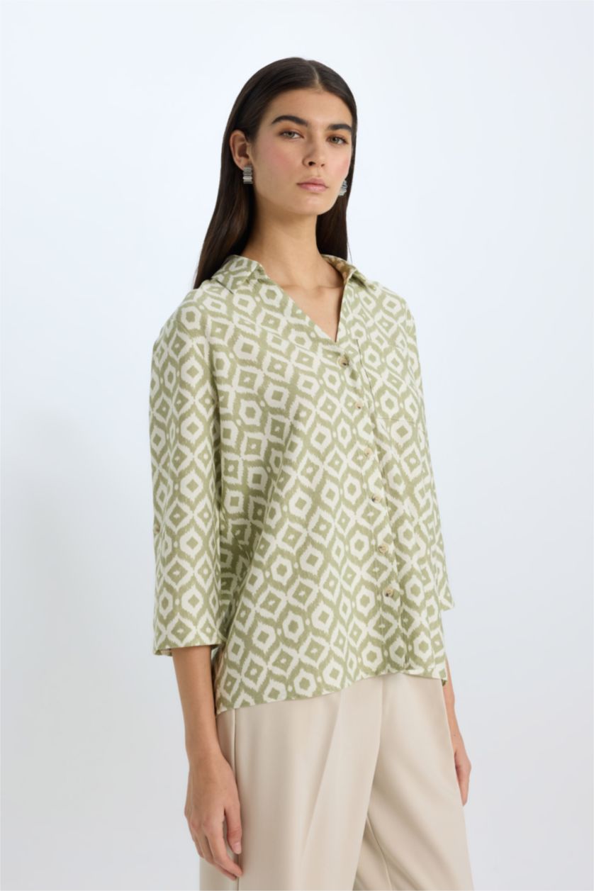 Әйелдерге Жалбыз қалыпты пішім Ұзын жеңді көйлек