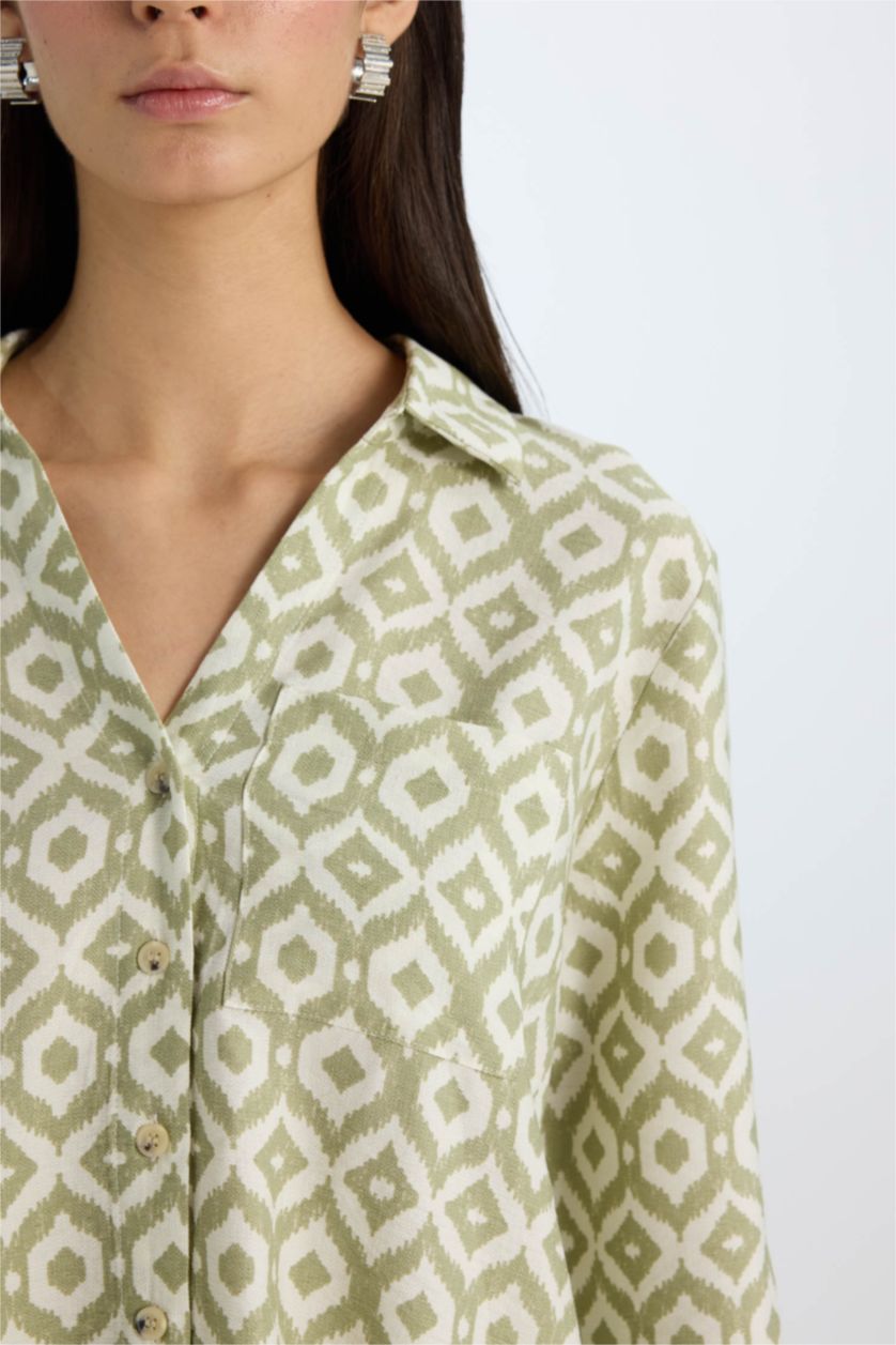 Әйелдерге Жалбыз қалыпты пішім Ұзын жеңді көйлек