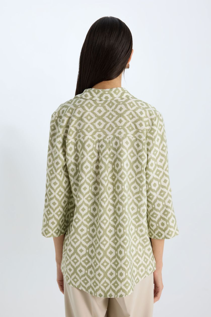 Әйелдерге Жалбыз қалыпты пішім Ұзын жеңді көйлек