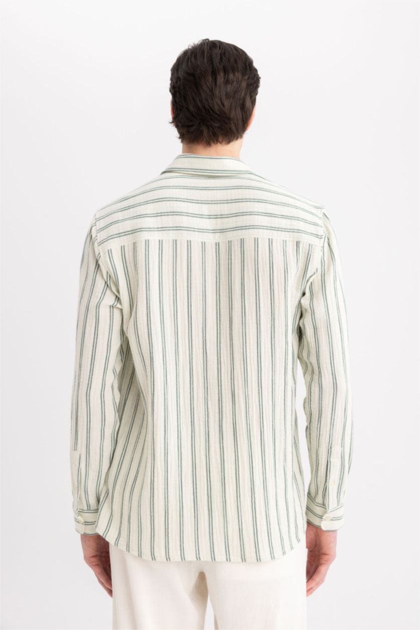 Ерлер Жасыл поло жаға Ұзын жеңді көйлек