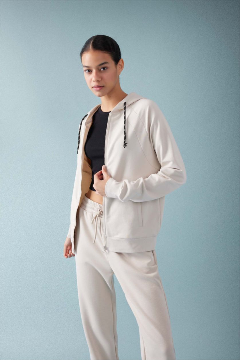 Woman Sand DeFactoFit Regular Fit Zipper Cardigan