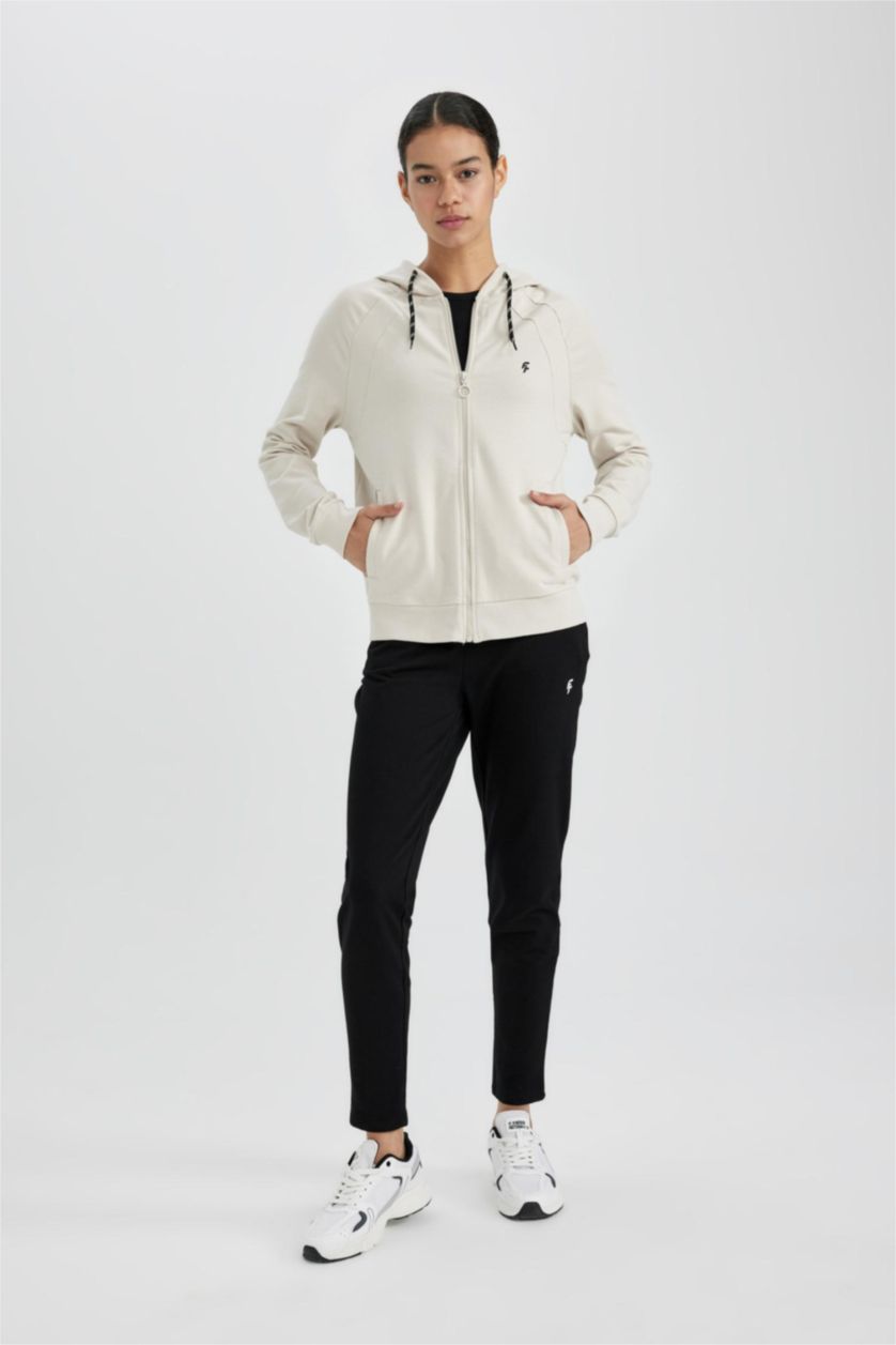 Woman Sand DeFactoFit Regular Fit Zipper Cardigan