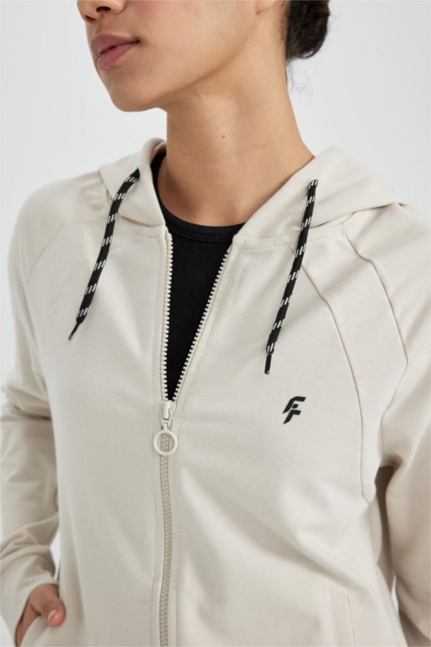 Woman Sand DeFactoFit Regular Fit Zipper Cardigan