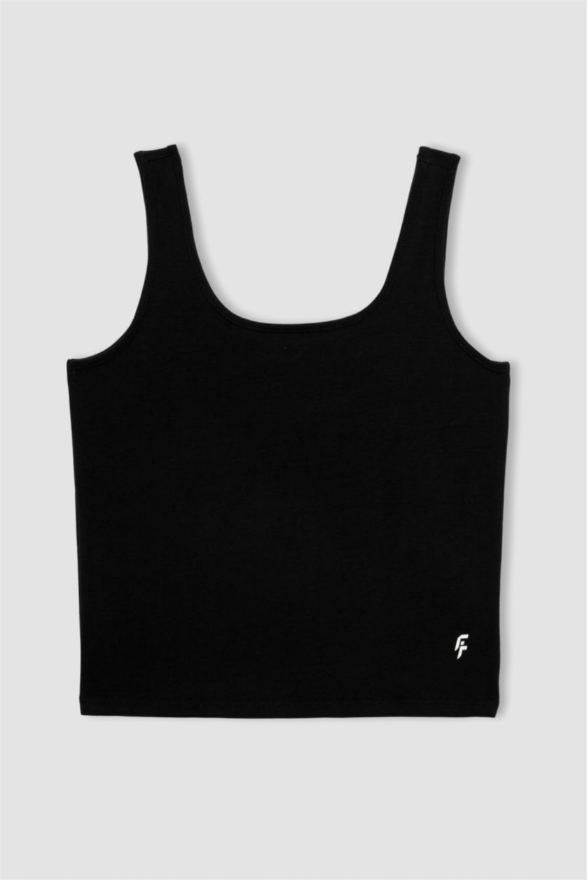 FEMME Noir Débardeur de Sport Jersey Slim imprimé à Col Rond de DeFactofit