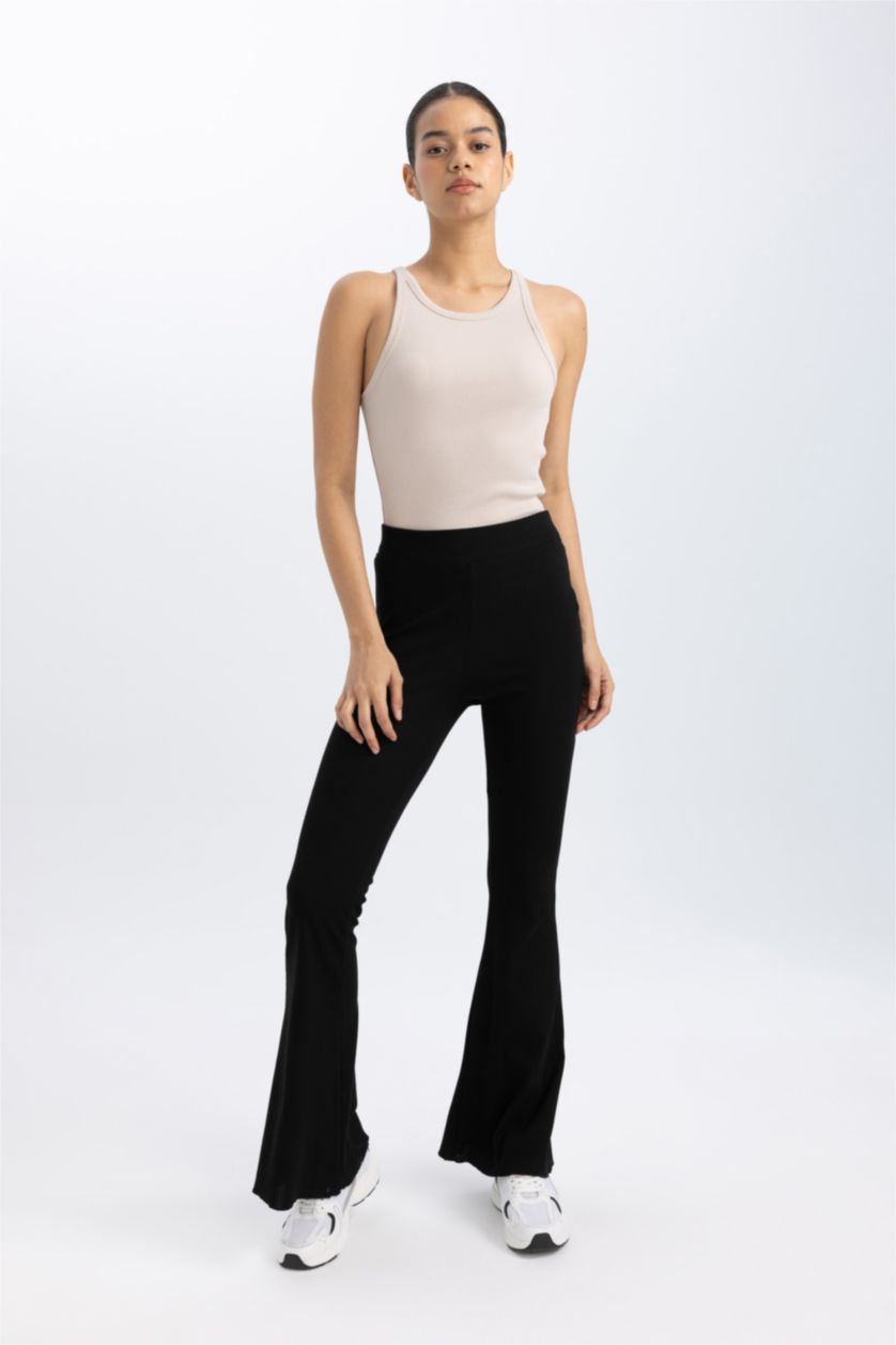 Kadın Kum Slim Fit Dar Kesim Bisiklet Yaka Sporcu Atlet