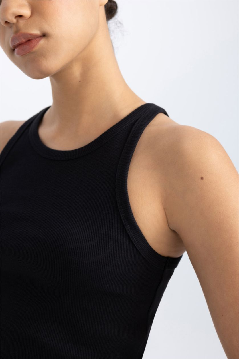 Женщины Черный Спортивная майка приталенного кроя, DeFactoFit