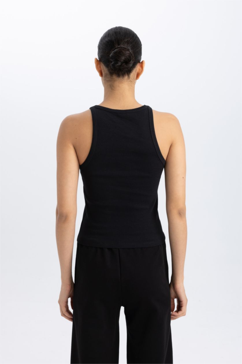 Женщины Черный Спортивная майка приталенного кроя, DeFactoFit