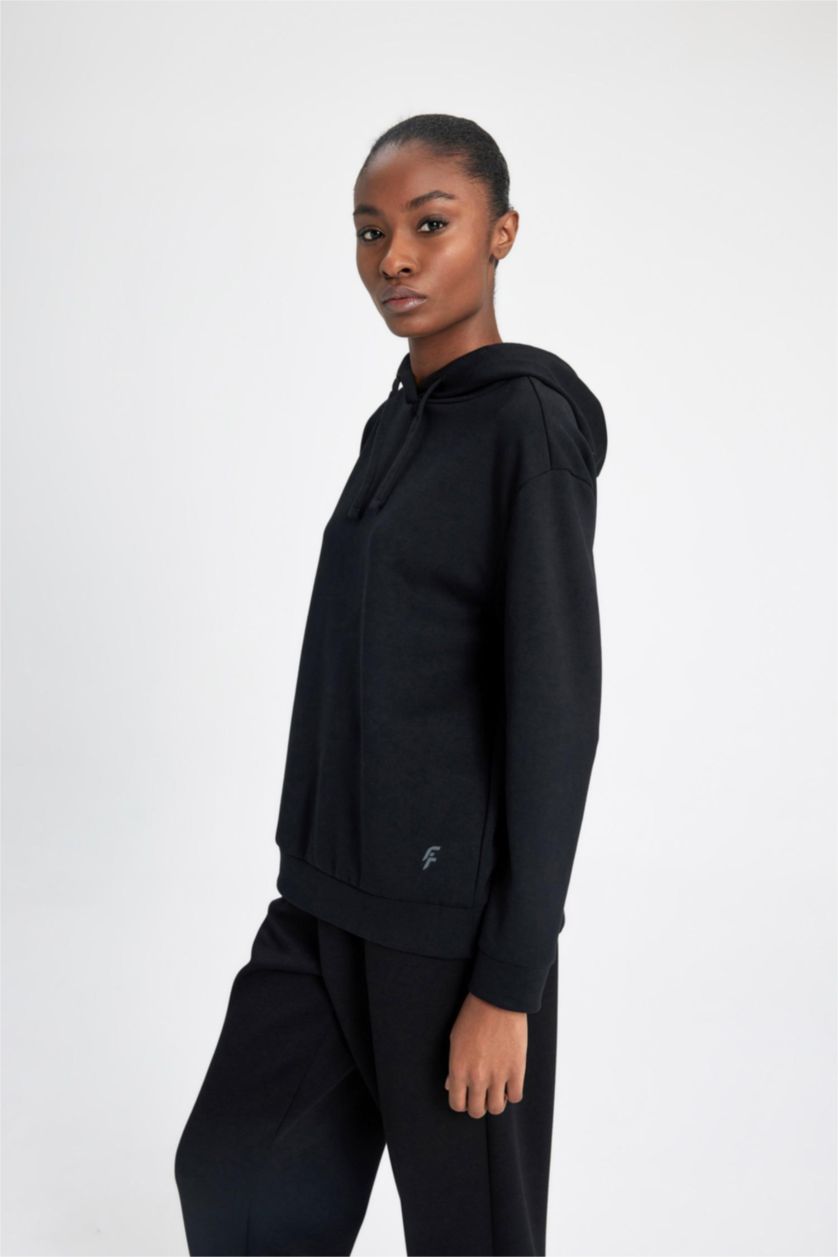 نساء أسود Standard Fit Scuba Fabric Sweatshirt