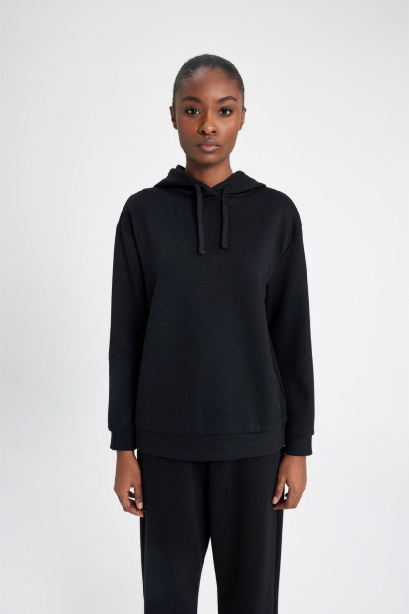 نساء أسود Standard Fit Scuba Fabric Sweatshirt