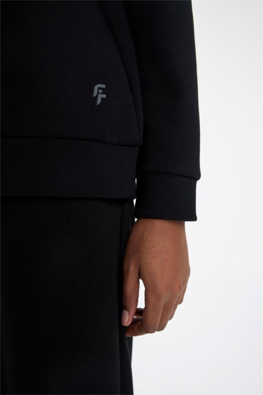 نساء أسود Standard Fit Scuba Fabric Sweatshirt