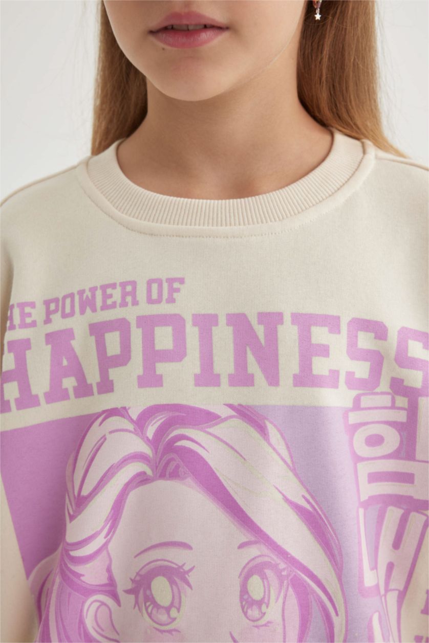 GIRLS & TEENS Ecru Girl Relax Fit Crew Neck Sweatshirt