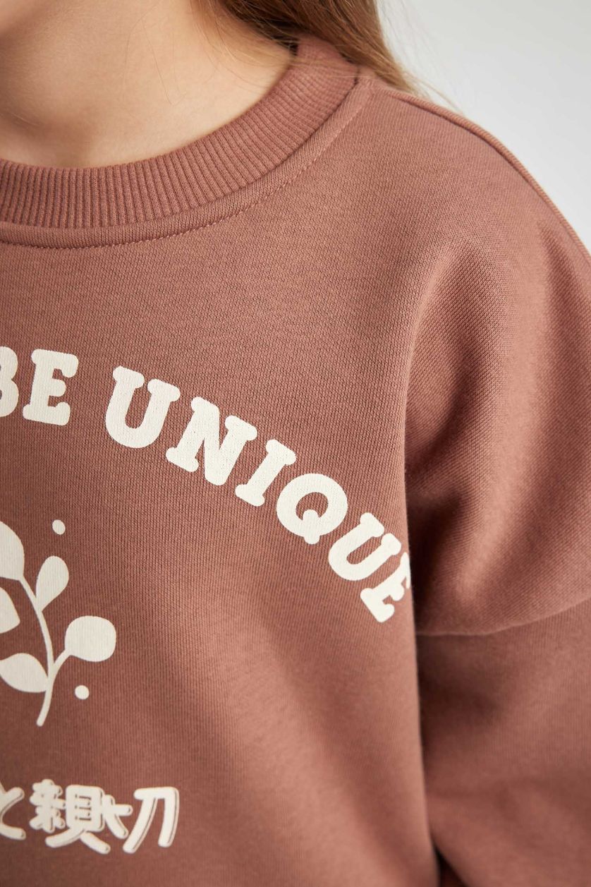 بناتي بني فاتح سويت شيرت بناتي تقيل قصة مريحة