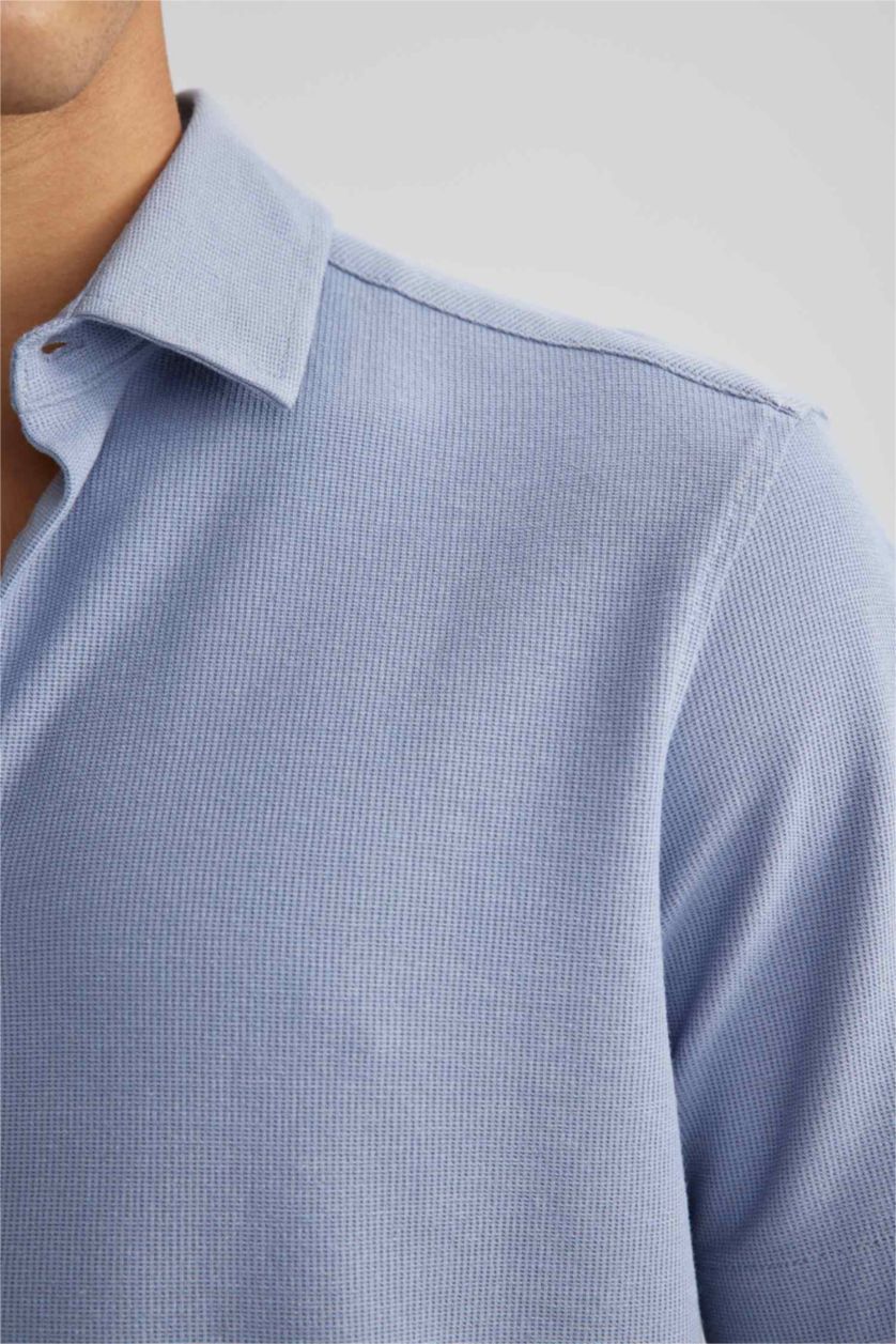 Erkek Açık Mavi Regular Fıt Kısa Kollu Gömlek