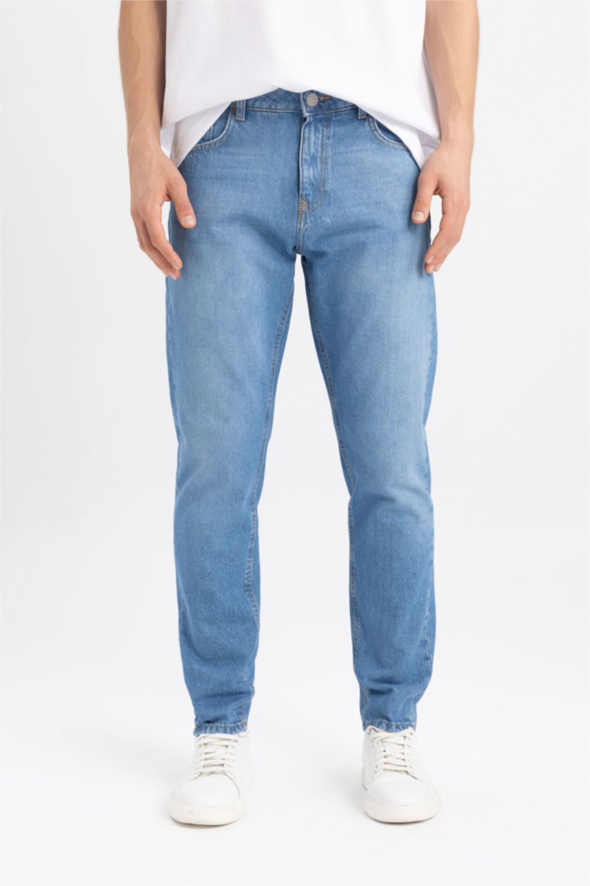 HOMME Bleu Pantalon Jean Coupe Régulière Tapered