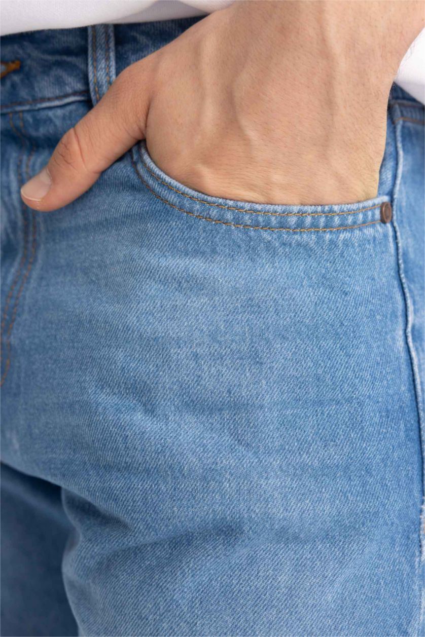 HOMME Bleu Pantalon Jean Coupe Régulière Tapered