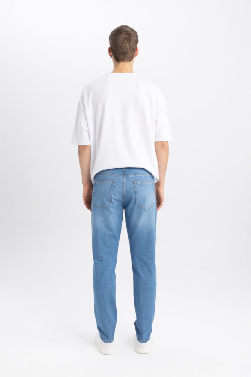 HOMME Bleu Pantalon Jean Coupe Régulière Tapered