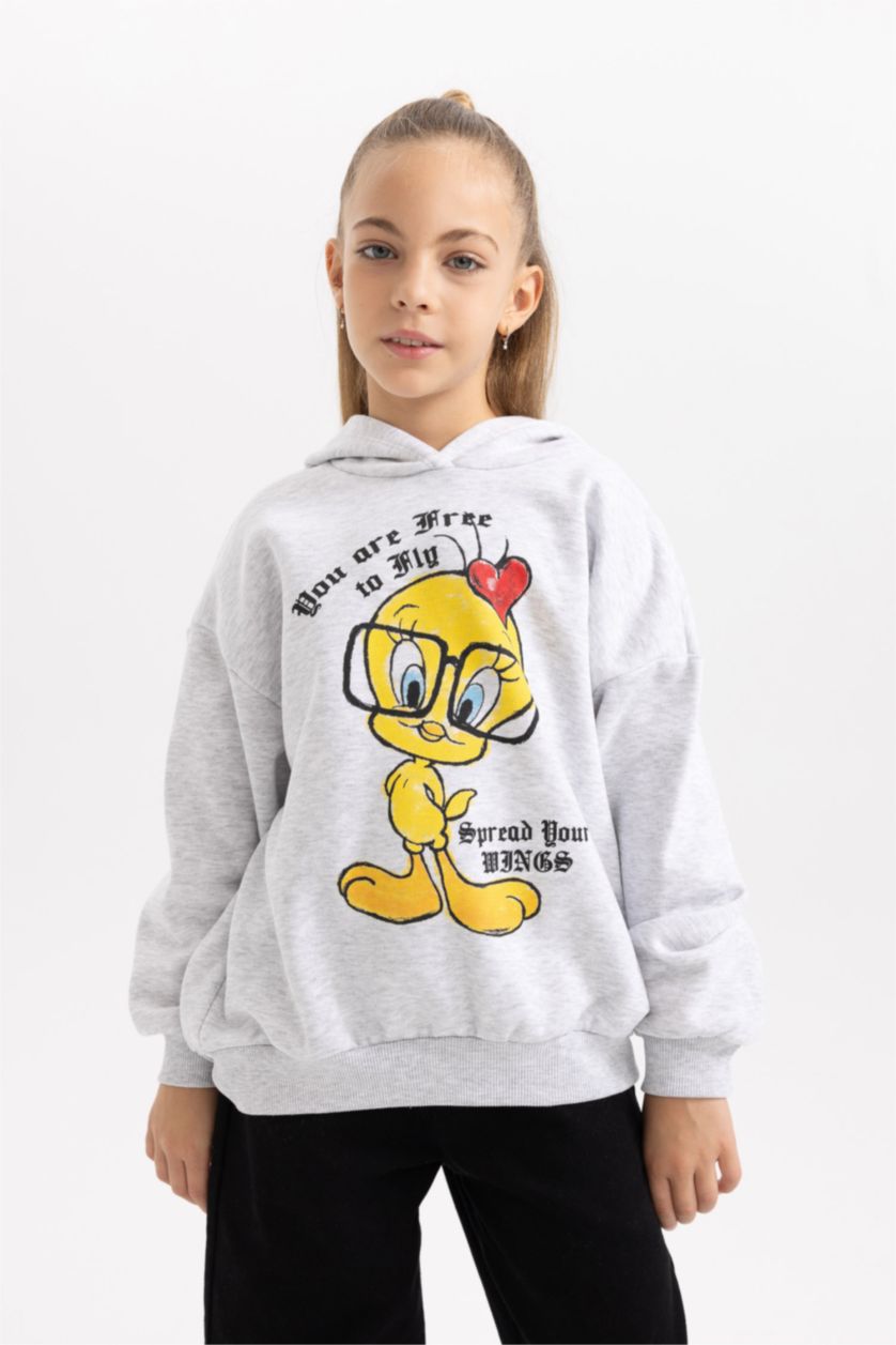 Gri Kız Çocuk - Genç Kız Kız Çocuk Looney Tunes Oversize Geniş