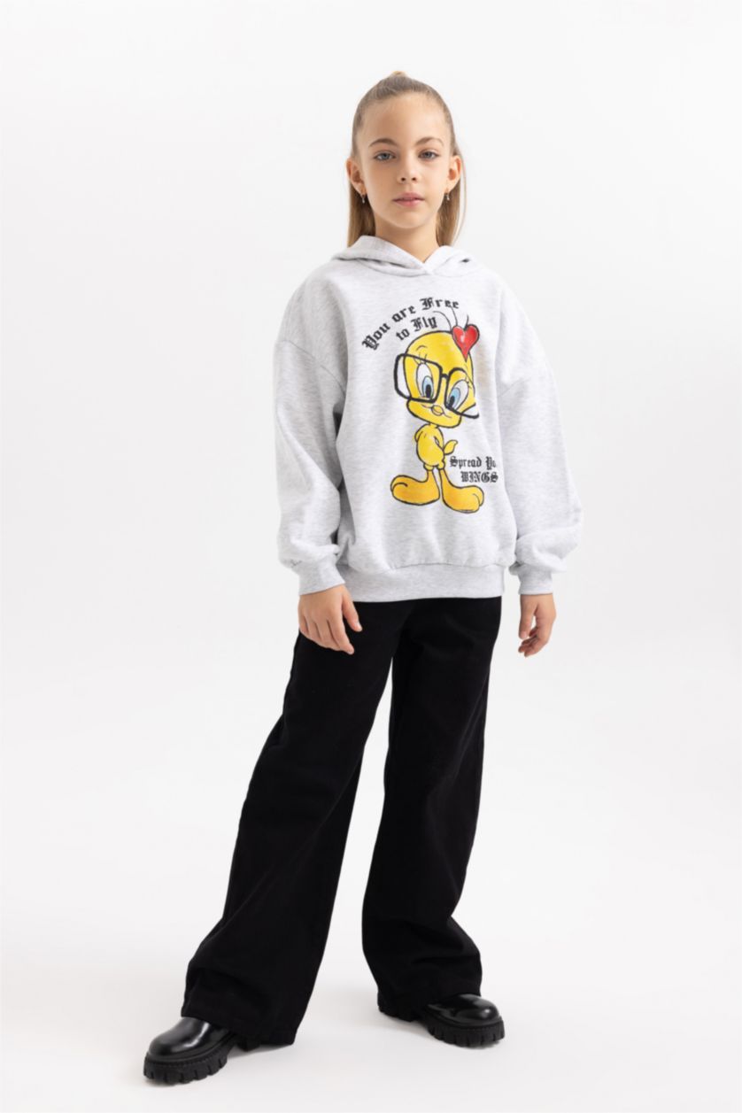 Gri Kız Çocuk - Genç Kız Kız Çocuk Looney Tunes Oversize Geniş