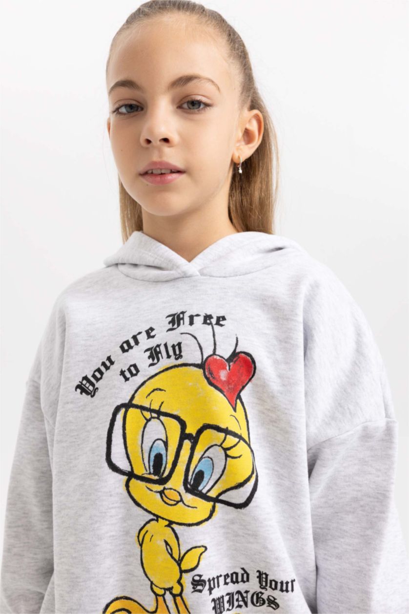 Gri Kız Çocuk - Genç Kız Kız Çocuk Looney Tunes Oversize Geniş