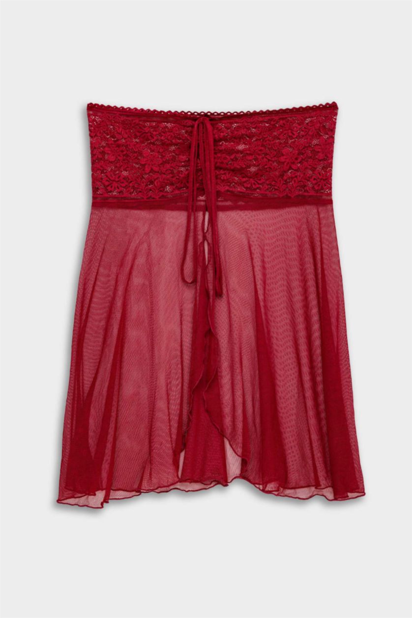 WOMAN Bordeaux Lace Knitted Dress