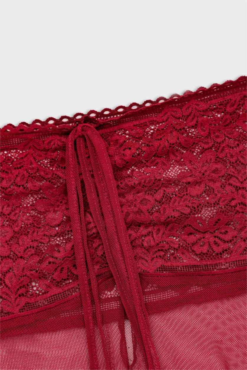 WOMAN Bordeaux Lace Knitted Dress