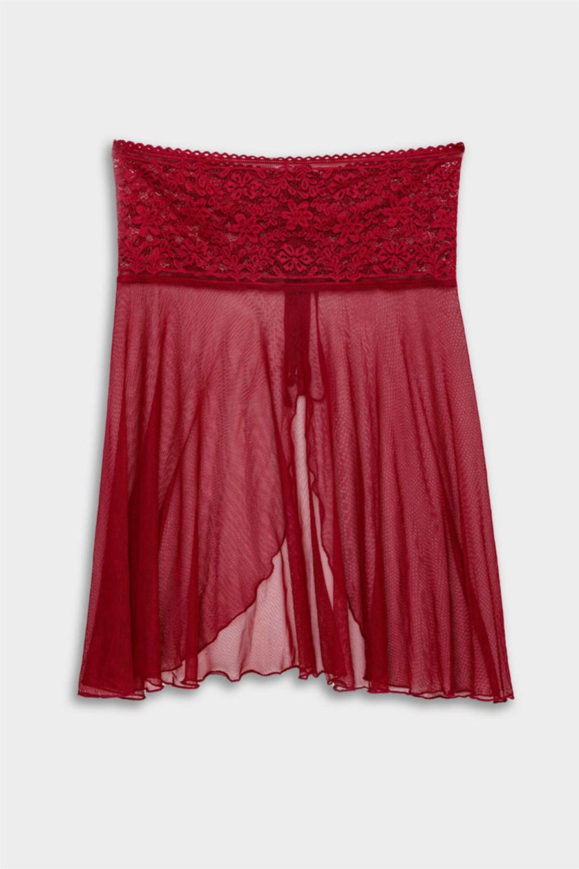 WOMAN Bordeaux Lace Knitted Dress