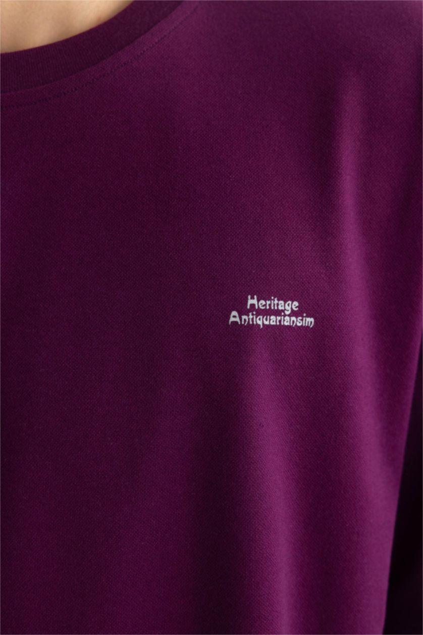 MAN Purple Oversize Crew Neck Printed T-Shirt