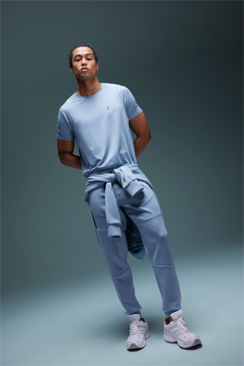 رجالي أزرق بنطلون جوجر سليم فيت وبأستك من تحت من DeFactoFit