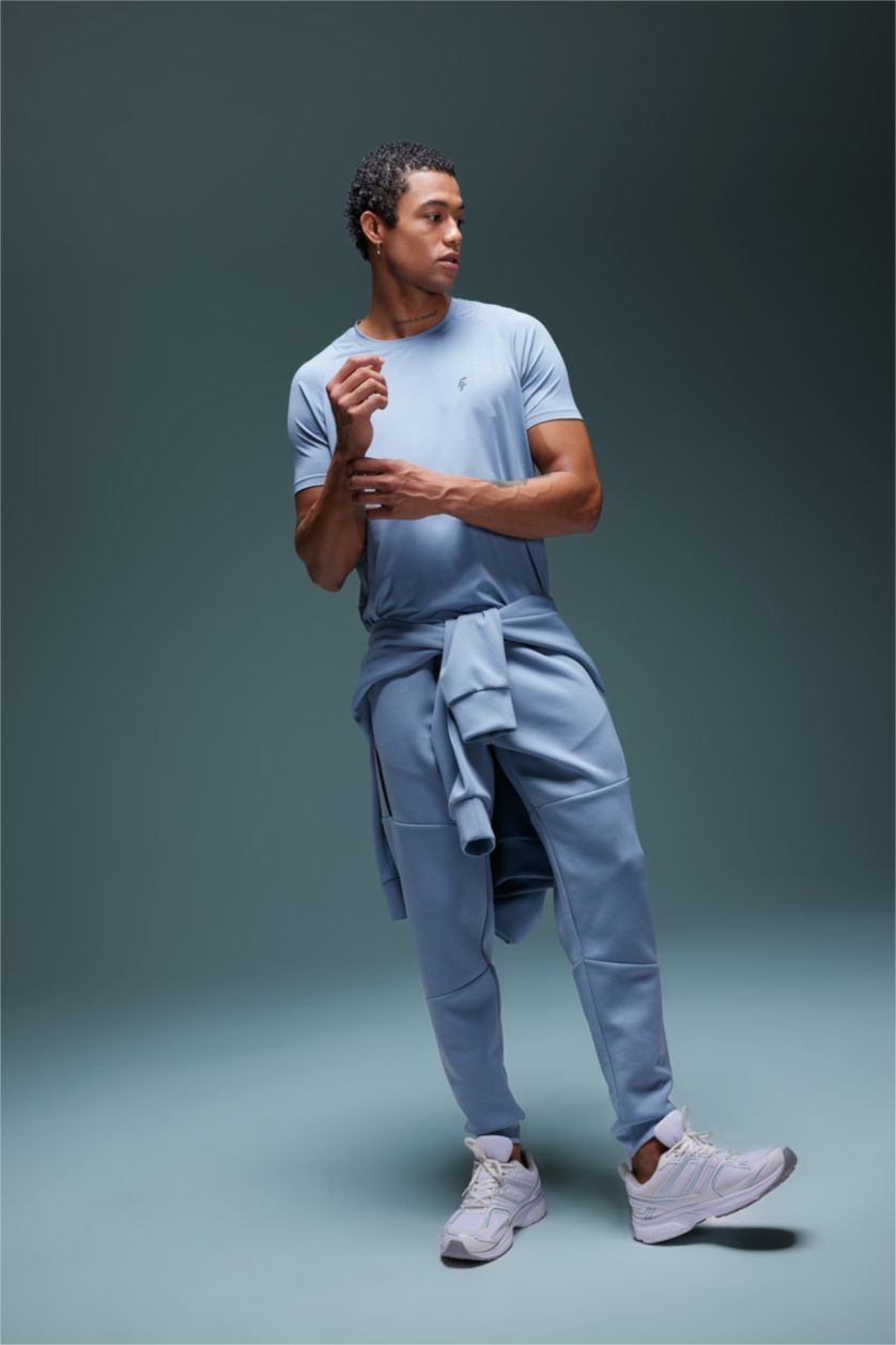 رجالي أزرق بنطلون جوجر سليم فيت وبأستك من تحت من DeFactoFit
