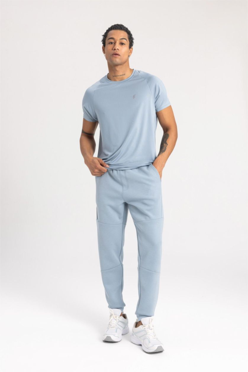 رجالي أزرق بنطلون جوجر سليم فيت وبأستك من تحت من DeFactoFit