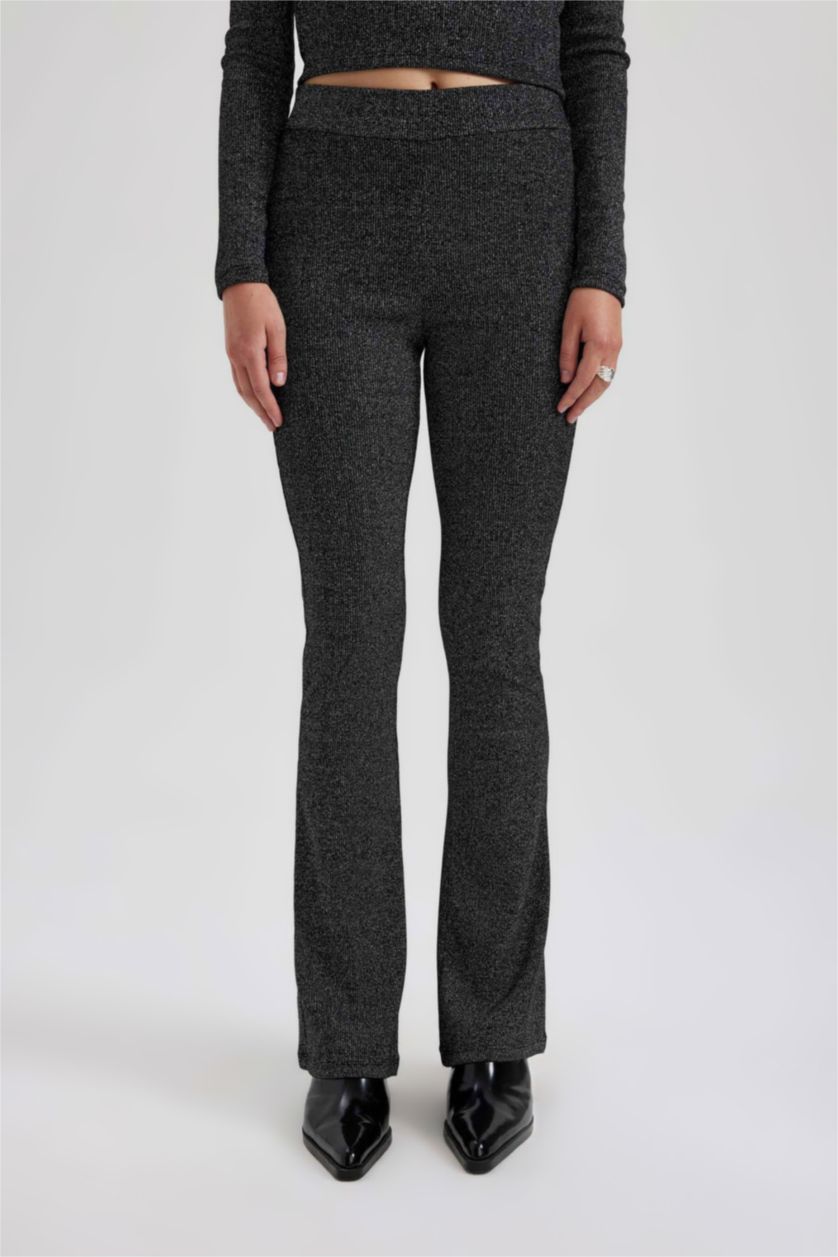 WOMAN Black Shiny Fabric Trousers