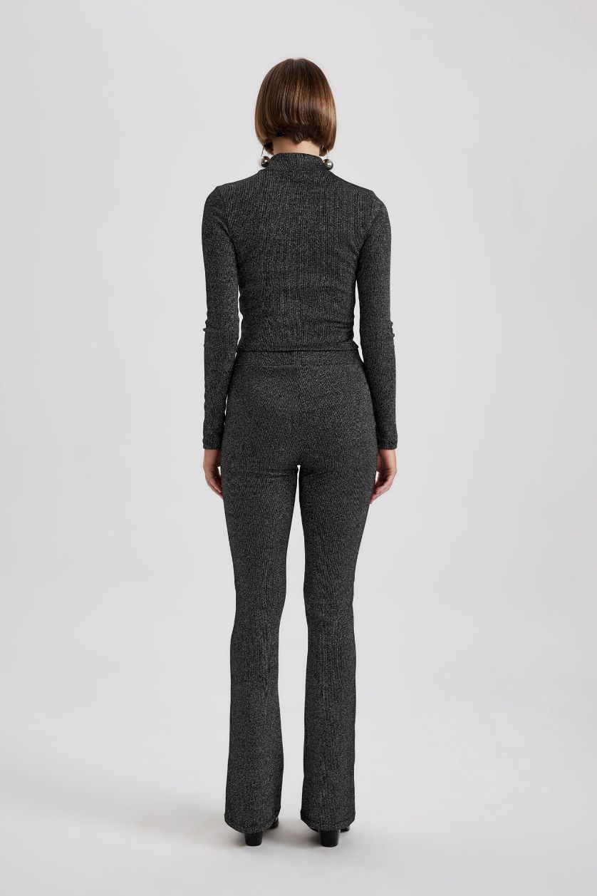 WOMAN Black Shiny Fabric Trousers