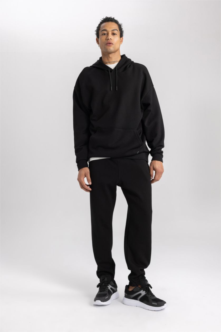 Man Black DeFactoFit Standard Fit Jogger Sweatpants