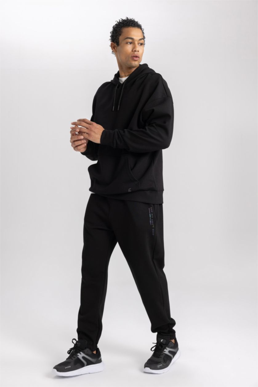 Man Black DeFactoFit Standard Fit Jogger Sweatpants