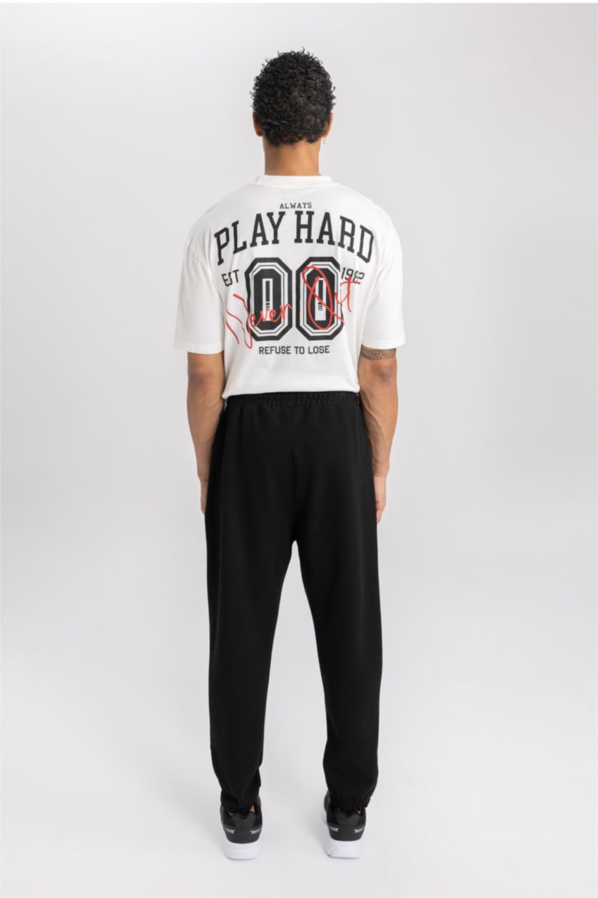 Man Black DeFactoFit Standard Fit Jogger Sweatpants