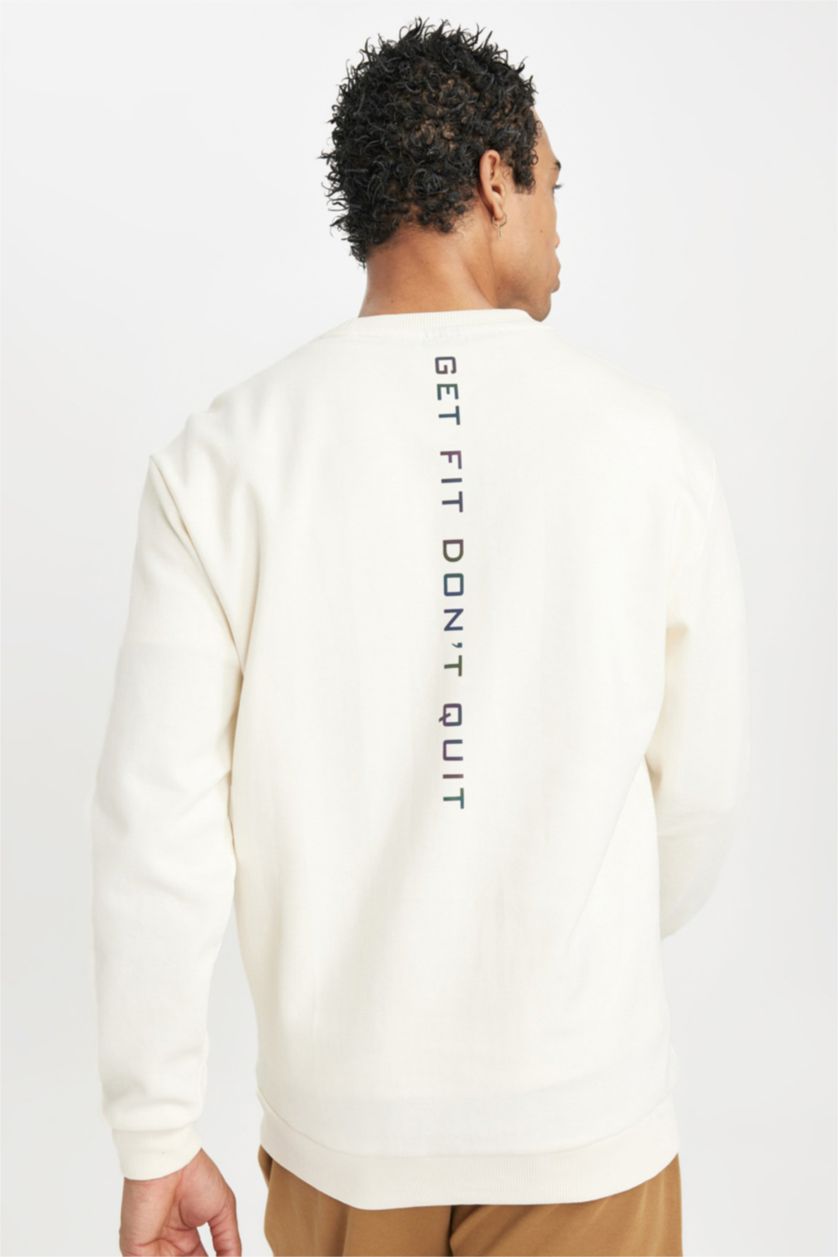 Men Ecru Standard Fit Sweatshirt
