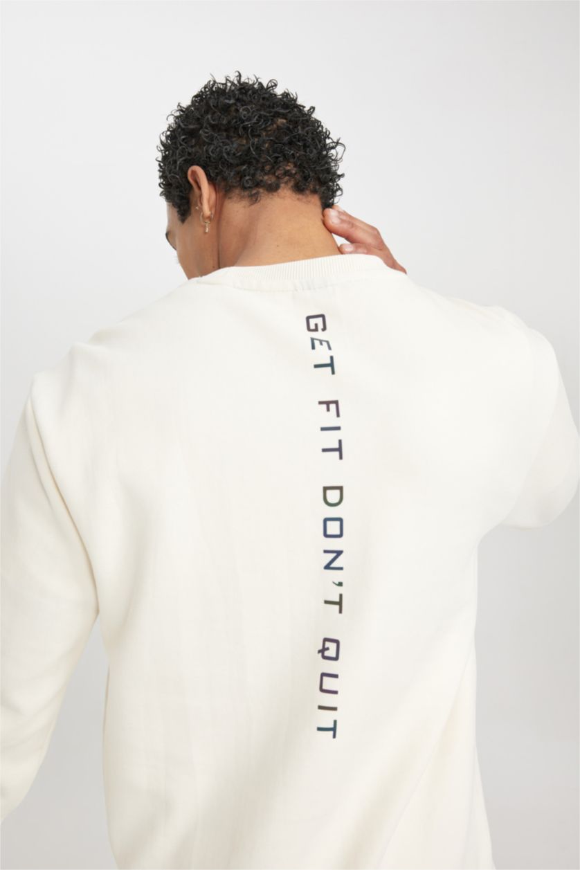 Men Ecru Standard Fit Sweatshirt