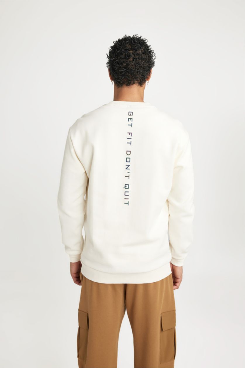 Men Ecru Standard Fit Sweatshirt