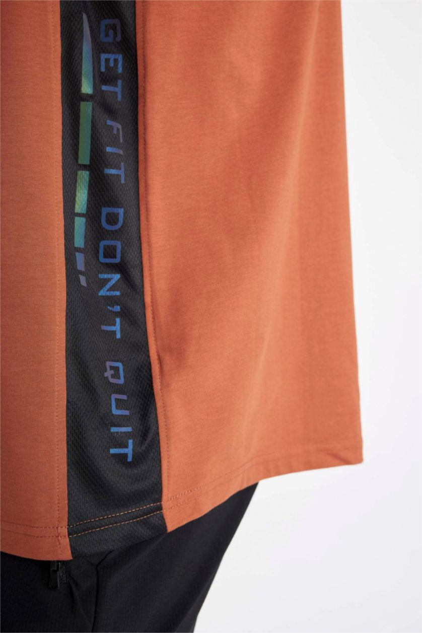 MAN Light Bordeaux Oversize Fit Printed Short Sleeve Sports T-Shirt