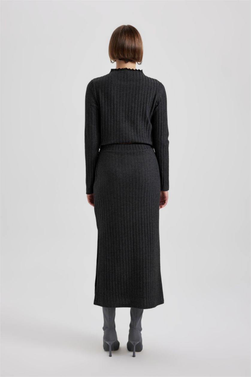 نساء ميلانج أنثرا تي شيرت كم طويل سليم فيت بنصف ياقة مدورة