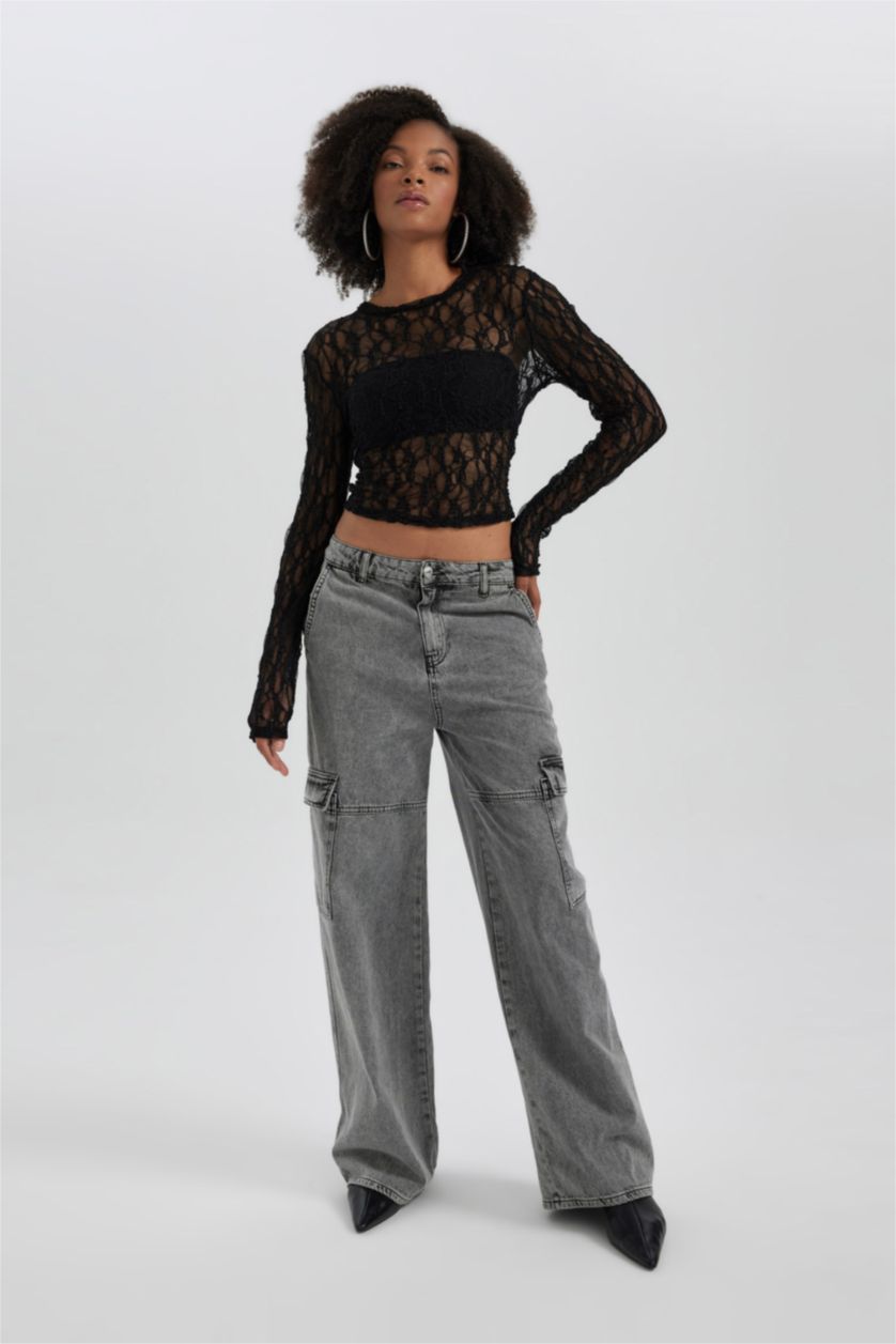 حريمي أسود بلوزة اسود كروب دانتيل بكم طويل