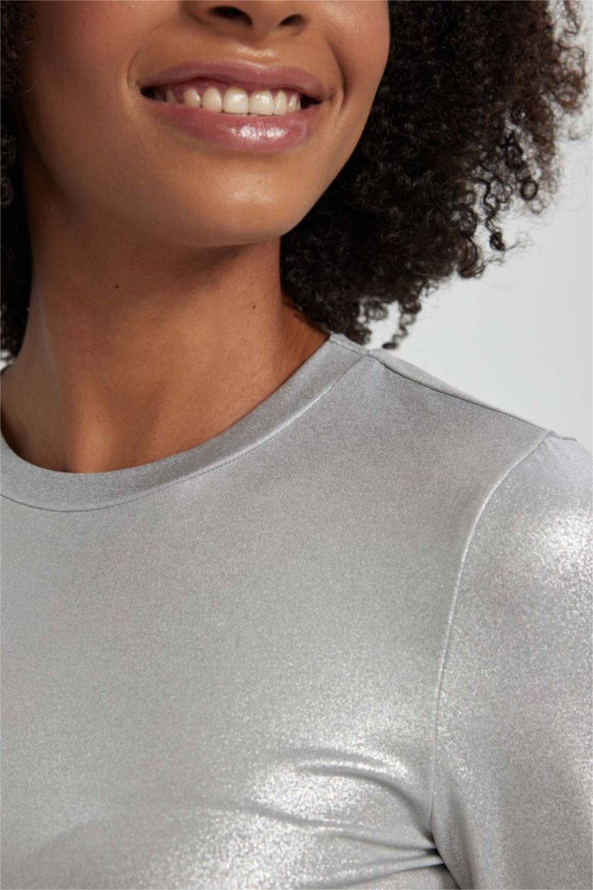 Kadın REFLECTOR GREY Fıtted Uzun Kollu Tişört