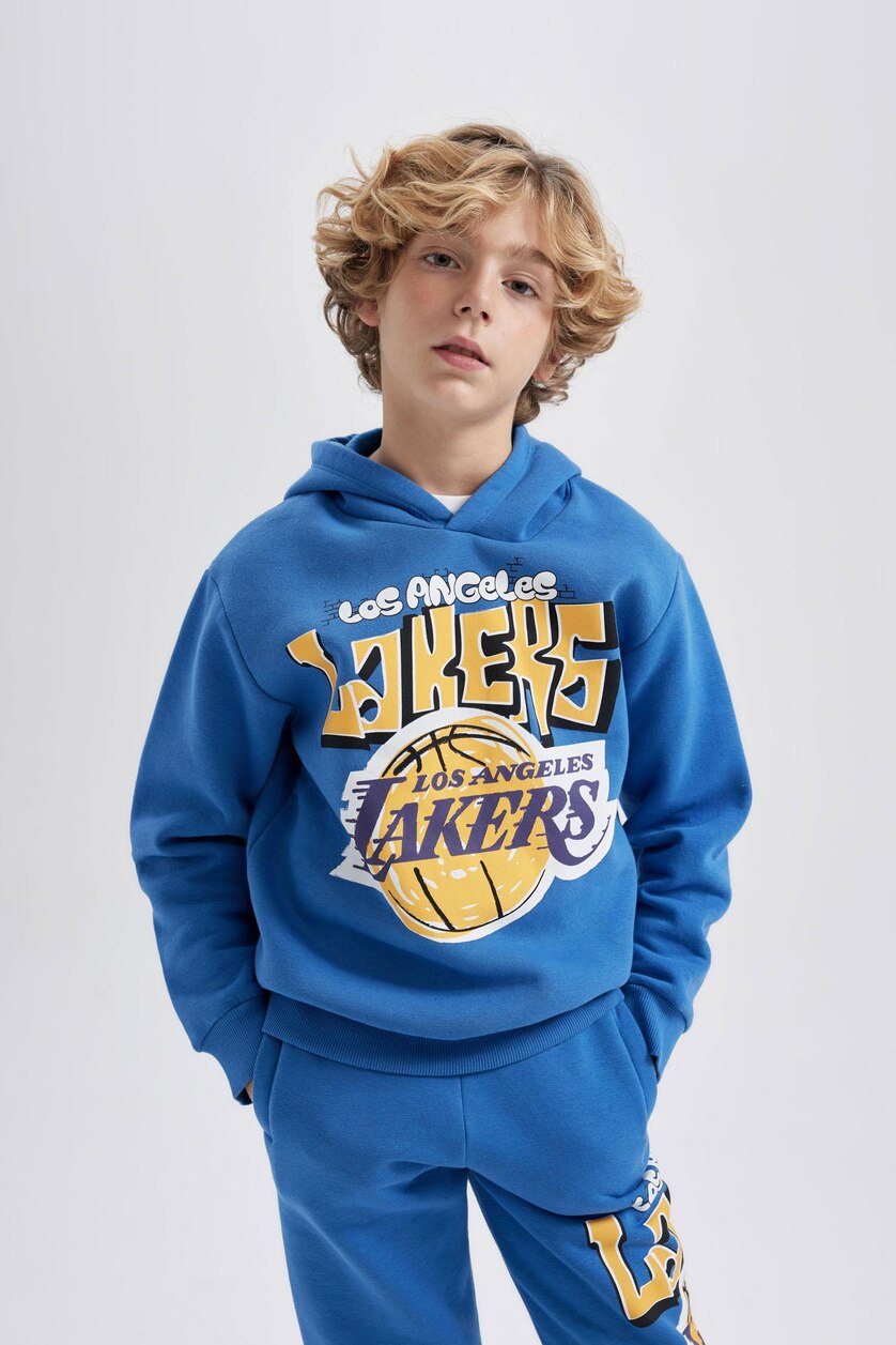 Young Boys - Teen Boys Blue Boy NBA Los Angeles Lakers Hooded Thick Sweatshirt