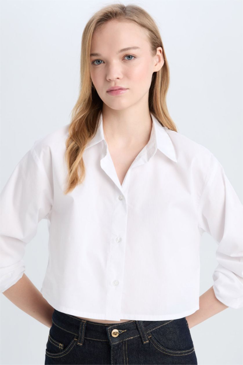 FEMME Blanc Chemise oversize en popeline à manches longues