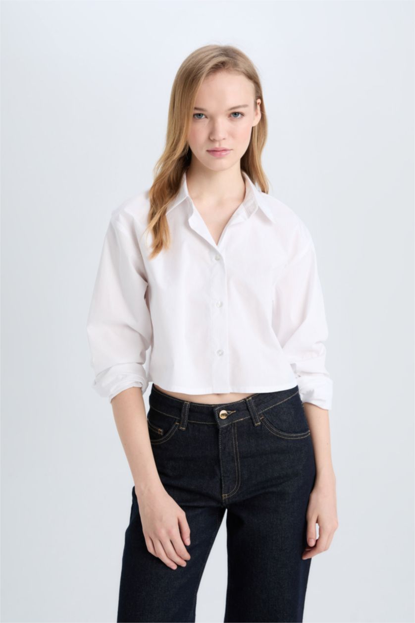 FEMME Blanc Chemise oversize en popeline à manches longues