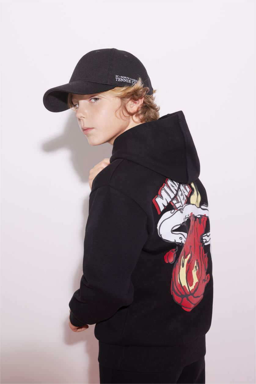 BOYS & TEENS Black Boy NBA Miami Heat Hooded Thick Sweatshirt