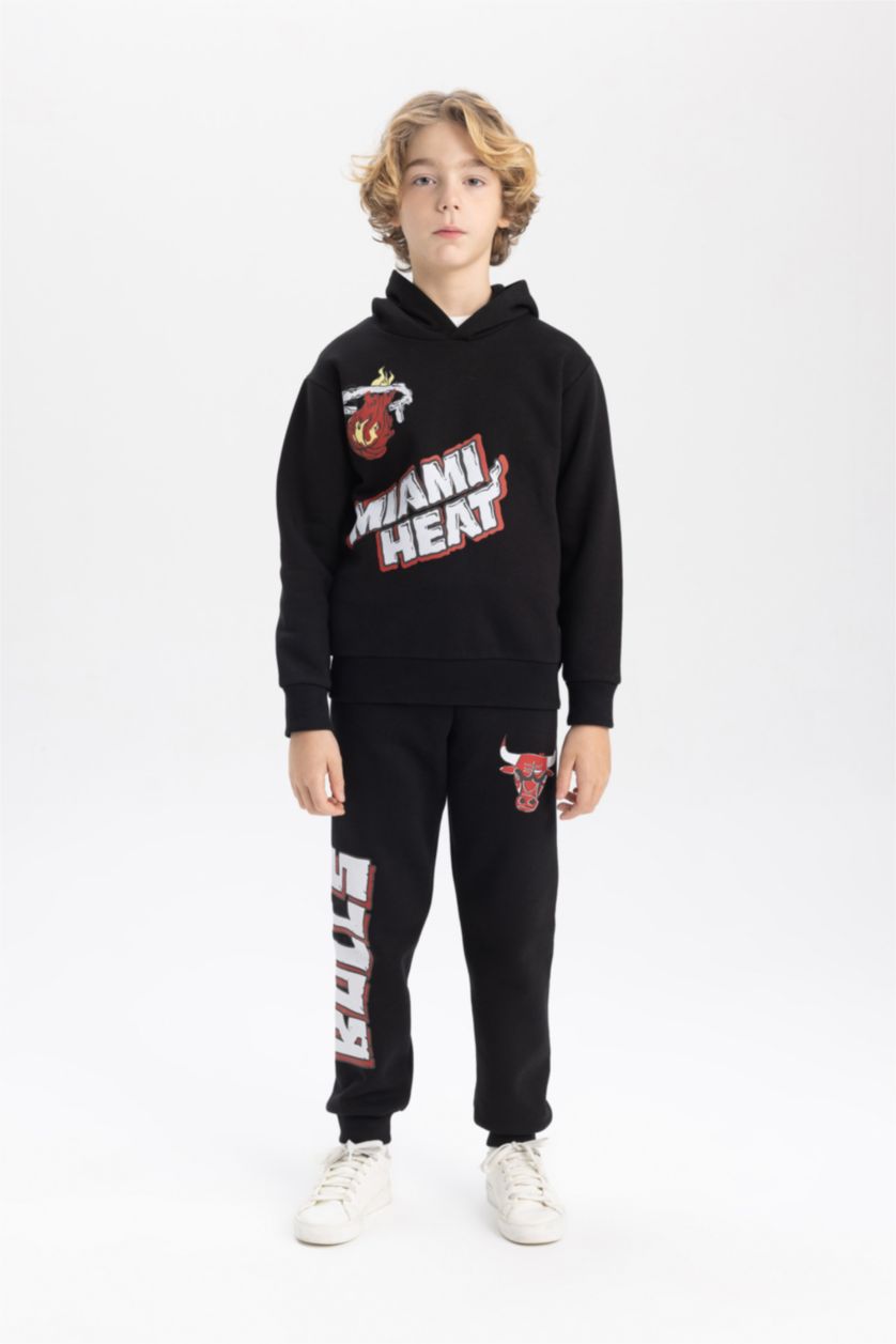 BOYS & TEENS Black Boy NBA Miami Heat Hooded Thick Sweatshirt