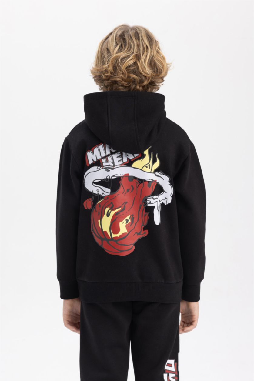 BOYS & TEENS Black Boy NBA Miami Heat Hooded Thick Sweatshirt